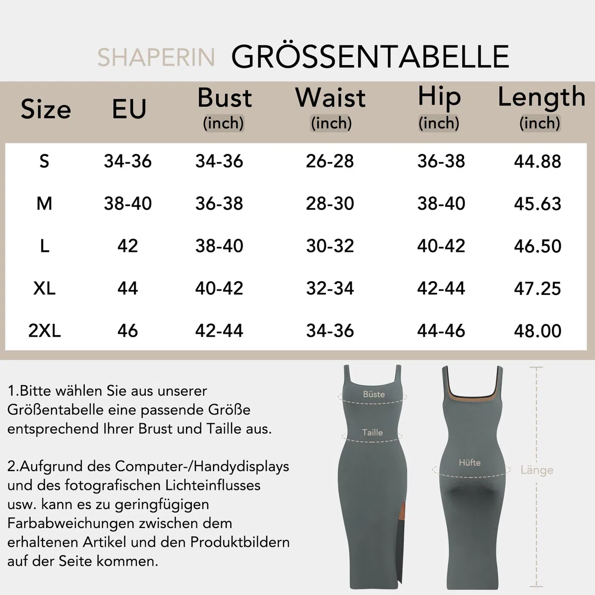 SHAPERIN Shapewear Slip Kleid Damen Bodycon Kleider mit Schlitz Bauchweg Formende Midi Kleid