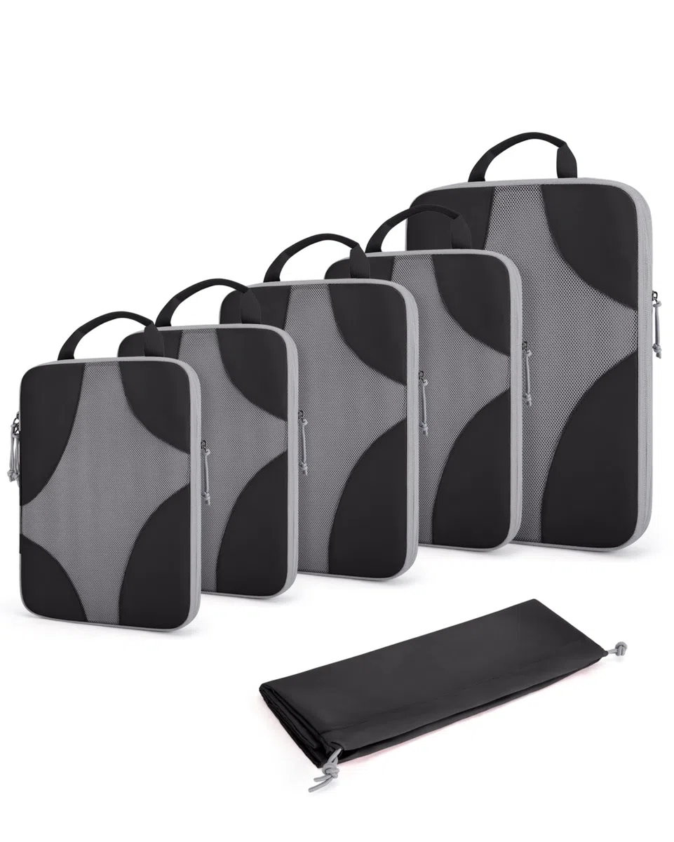 BAGSMART Packing Cubes Compression 6 Stück, Rucksack Koffer Organizer Packtaschen, Reise Kompressionsbeutel Wasserdicht Packwürfel Kompression, Travel Essentials Kofferorganizer