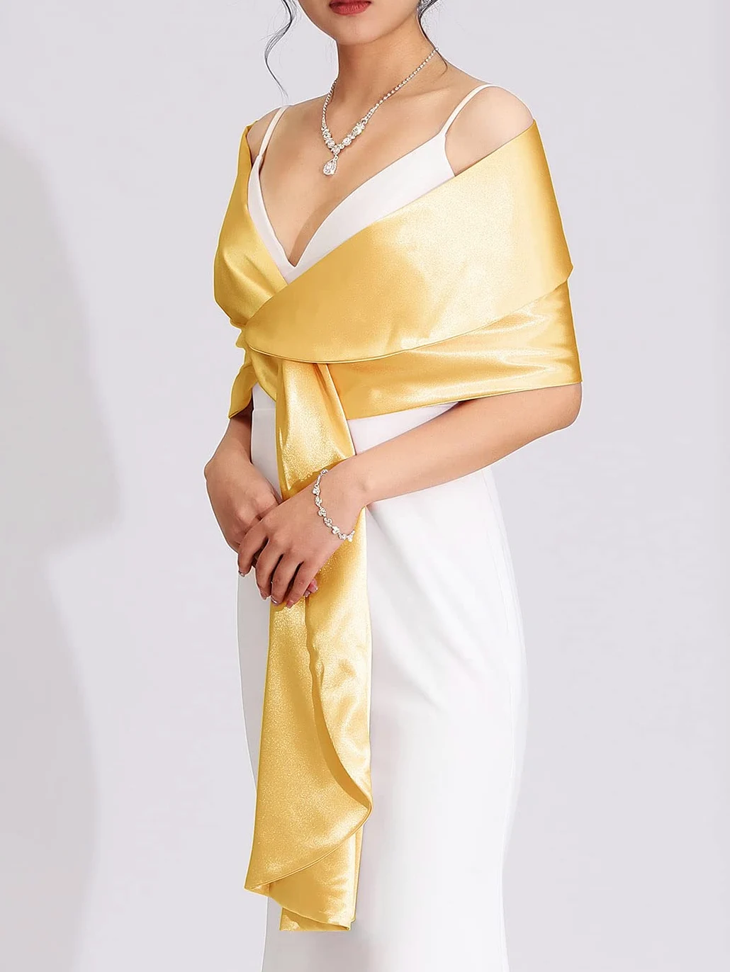 Damen Satin Stola Festlich Elegante Hochzeit Schals Stola für Abendkleider Brautkleider