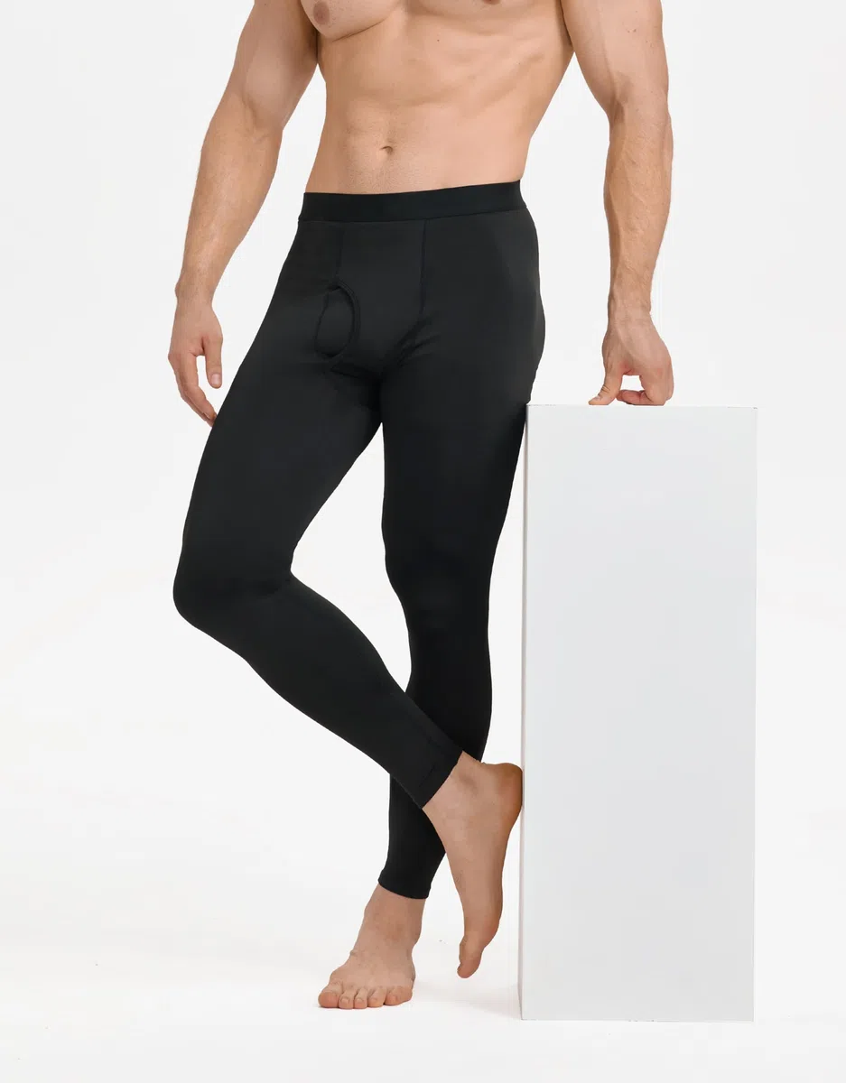 YESWEL 2er Pack Unterhosen Männer Lang, Warme Fleece Thermohose Herren mit Eingriff, Winter Thermounterhose Ski & Outdoor（M-XL）