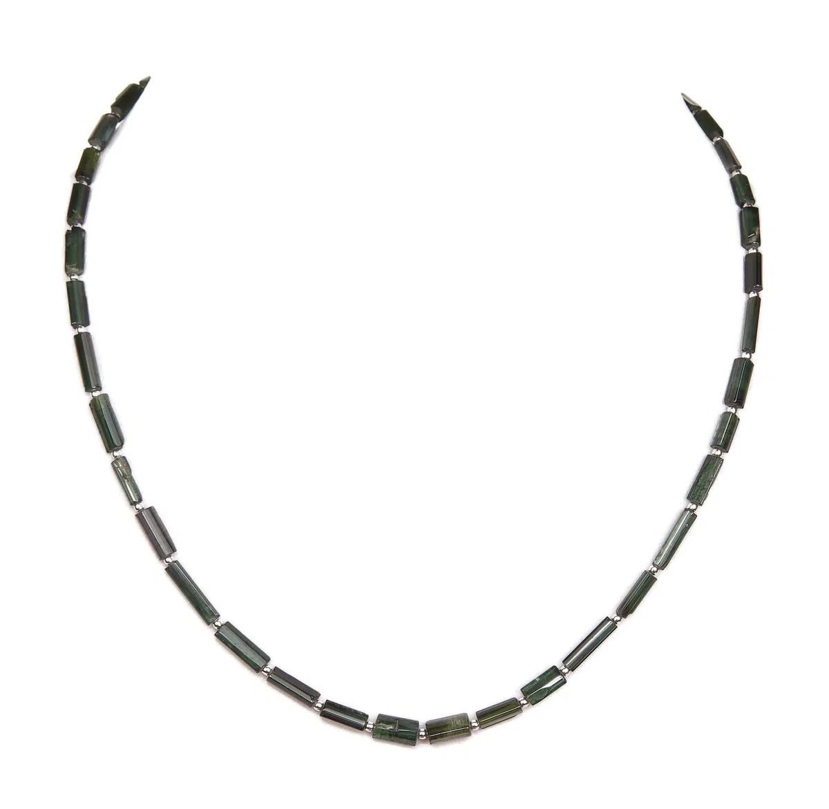 Turmalin Kette grün - Turmalin Kristall Halskette - Turmalincollier - 925 Silber