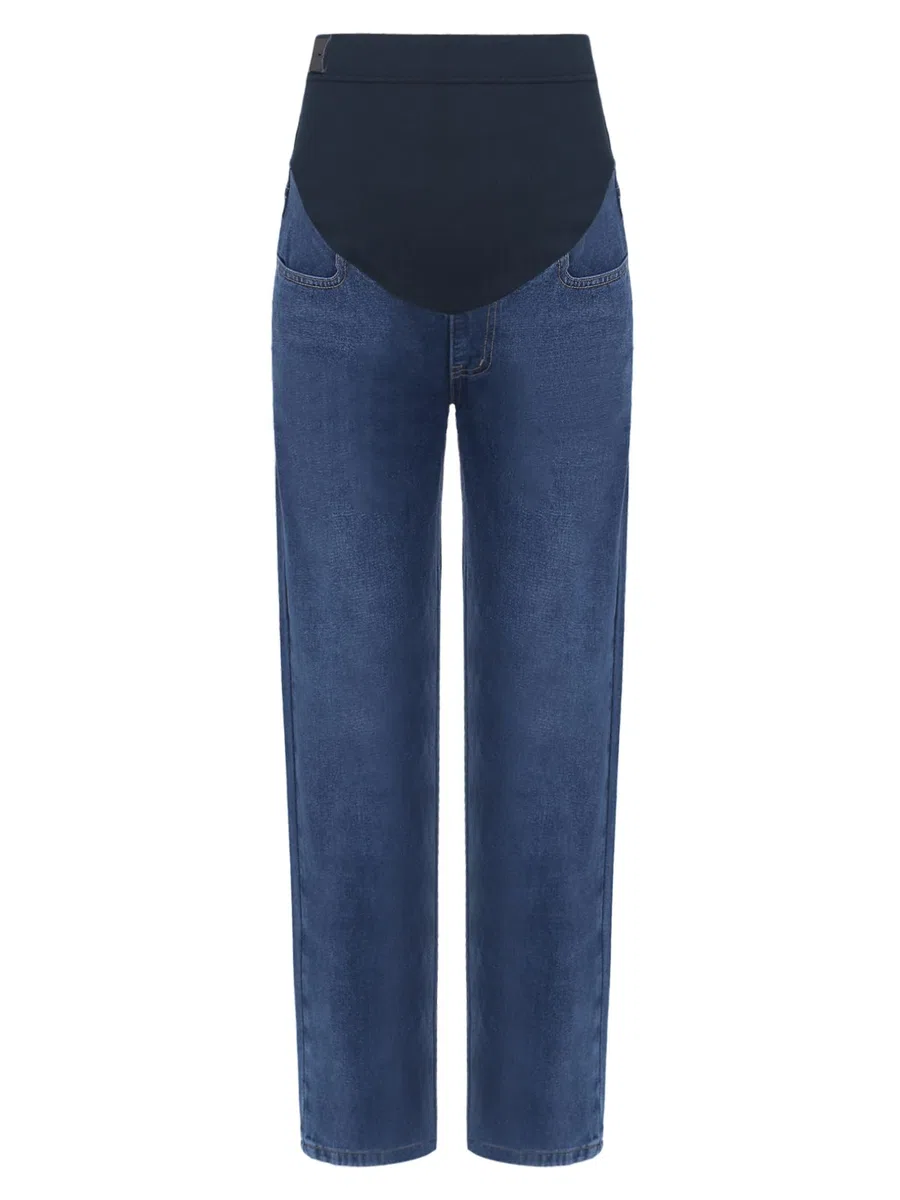 FEESHOW Damen Umstandsjeans Gerade Verstellbare Hohe Taille Schwangerschaftshose Jeans Regular Fit