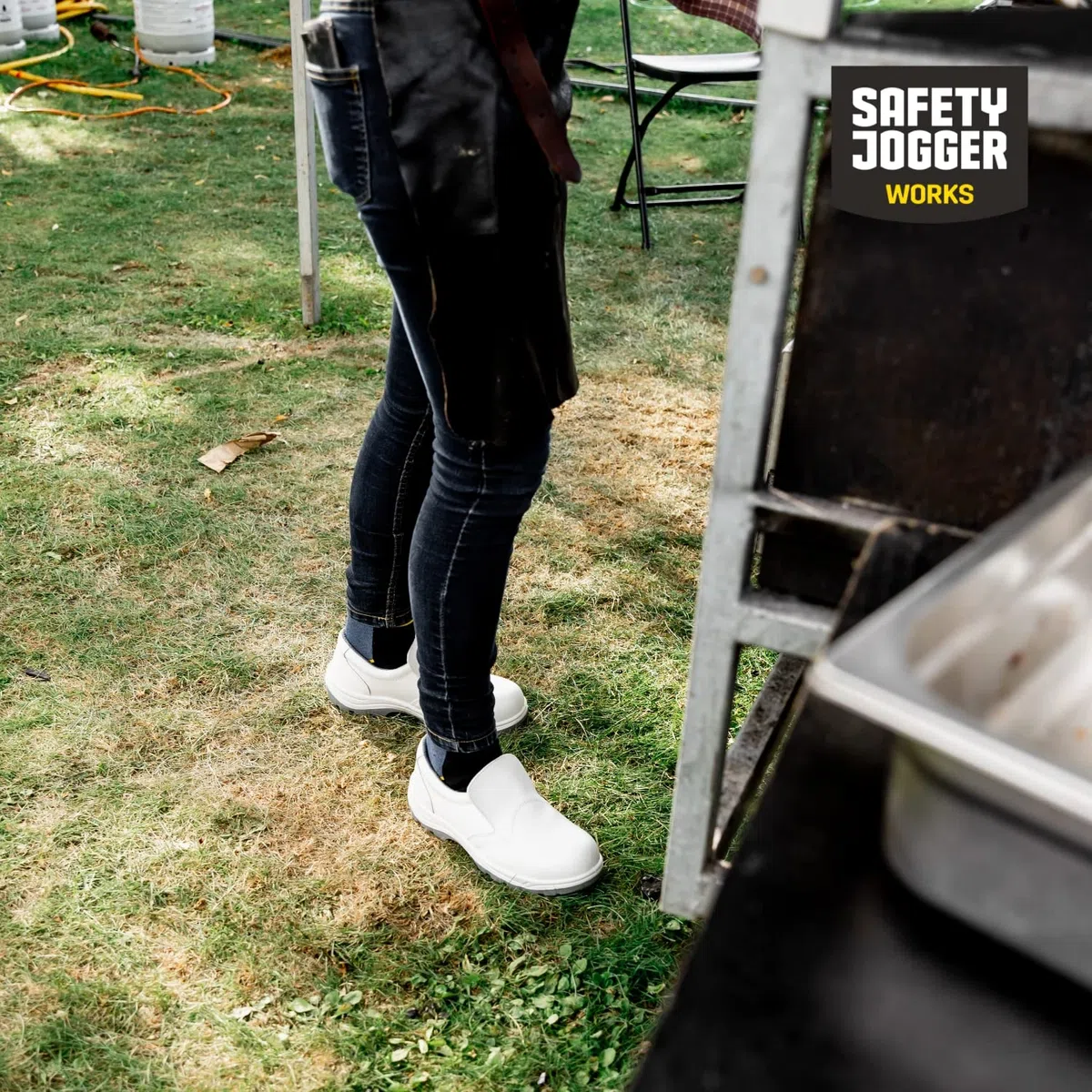 SAFETY JOGGER Stahlkappen Sicherheits S2 Clog - X0500 - Professioneller Arbeitsschuh für Damen oder Herren im Leder, ohne Schnürsenkel, ideal für die Küchen- oder Lebensmittelindustrie, Weiß