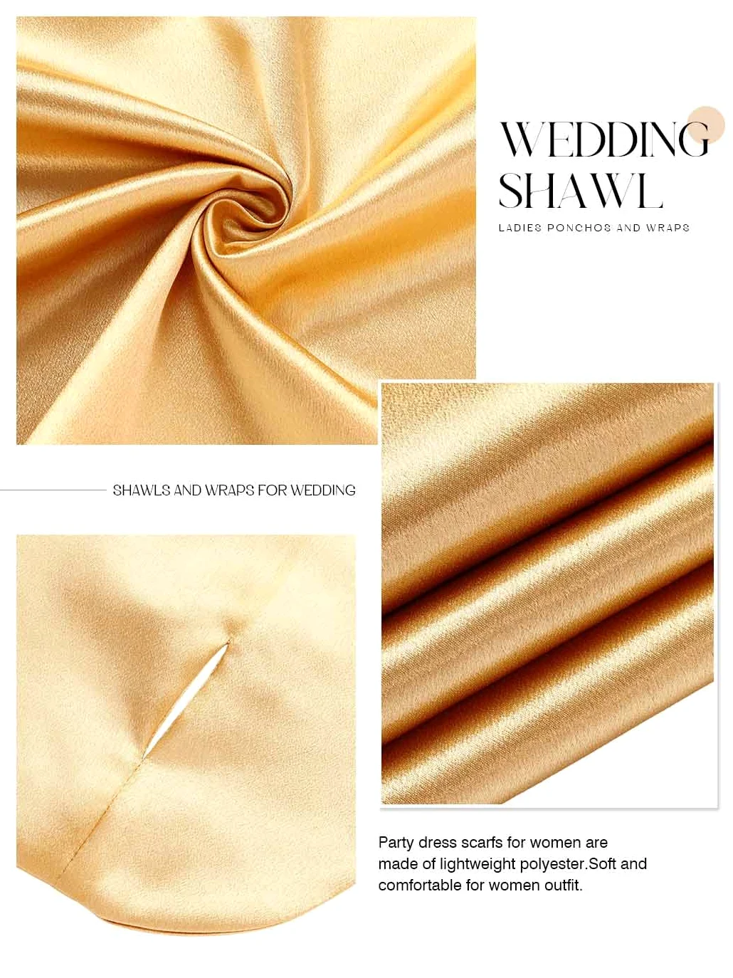 Damen Satin Stola Festlich Elegante Hochzeit Schals Stola für Abendkleider Brautkleider