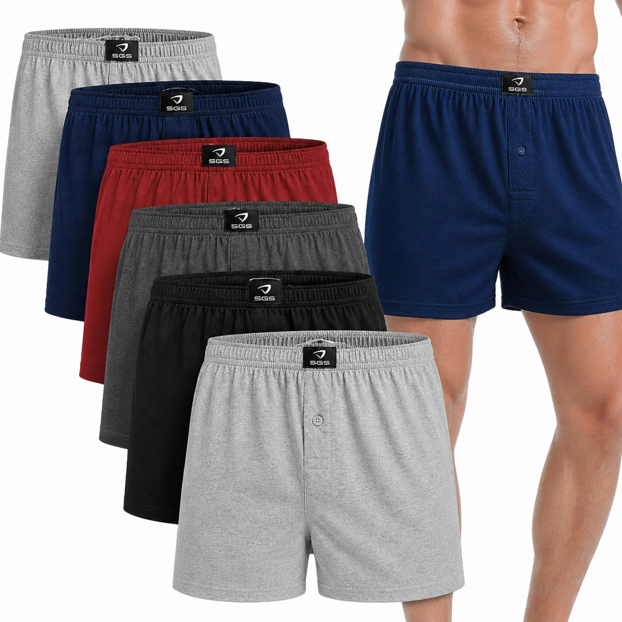 SGS Boxershorts Herren Locker & Weich – 10er & 6er Pack, 100% Baumwolle Herren Unterwäsche & Unterhosen Männer Weit, Keine Kniefeln, mit & ohne Eingriff, bis 6XL