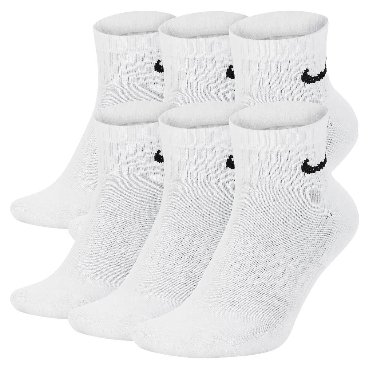NIKE 6 X Sport Freizeit Socken Strümpfe 2X3er Pack SX7677, Farbe:Weiß, Größe:L = 42-46