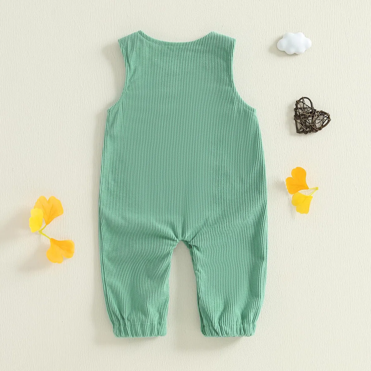 Carolilly Baby-Latzhose für Neugeborene, Babys, Jungen, ärmellos, Cord-Strampler, Rundhalsausschnitt, Traktor-Stickerei, Overall, Kleinkind, niedliche Kleidung