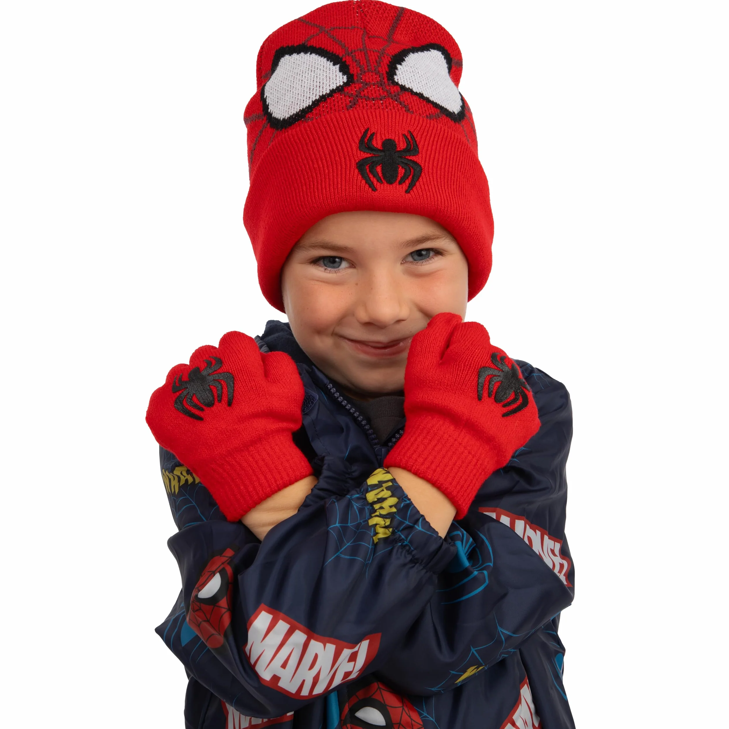Marvel Spiderman Mütze Und Handschuhe, Rote Wintermütze Kinder & Handschuhe Kinder, Mütze Jungen Winterset