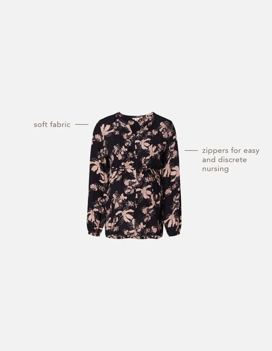 Noppies Damen Blouse Guilin Nursing Long Sleeve All Over Print Bluse