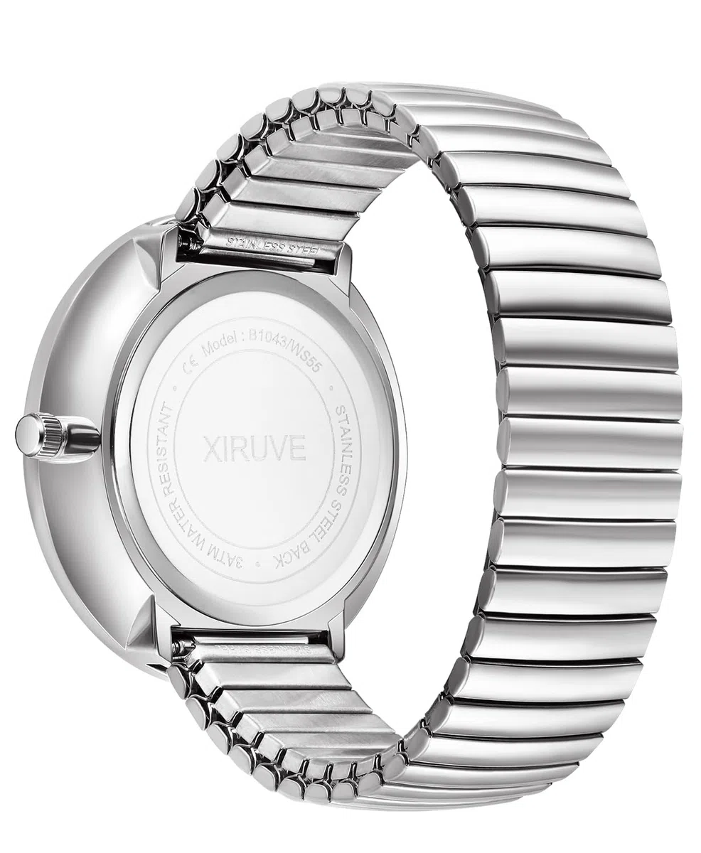 Damen Herren Gut Lesbar 43mm Gehäuse mit Große Ziffern Weißes Zifferblatt Edelstahl Zugarmband Analog Quarz Armbanduhr