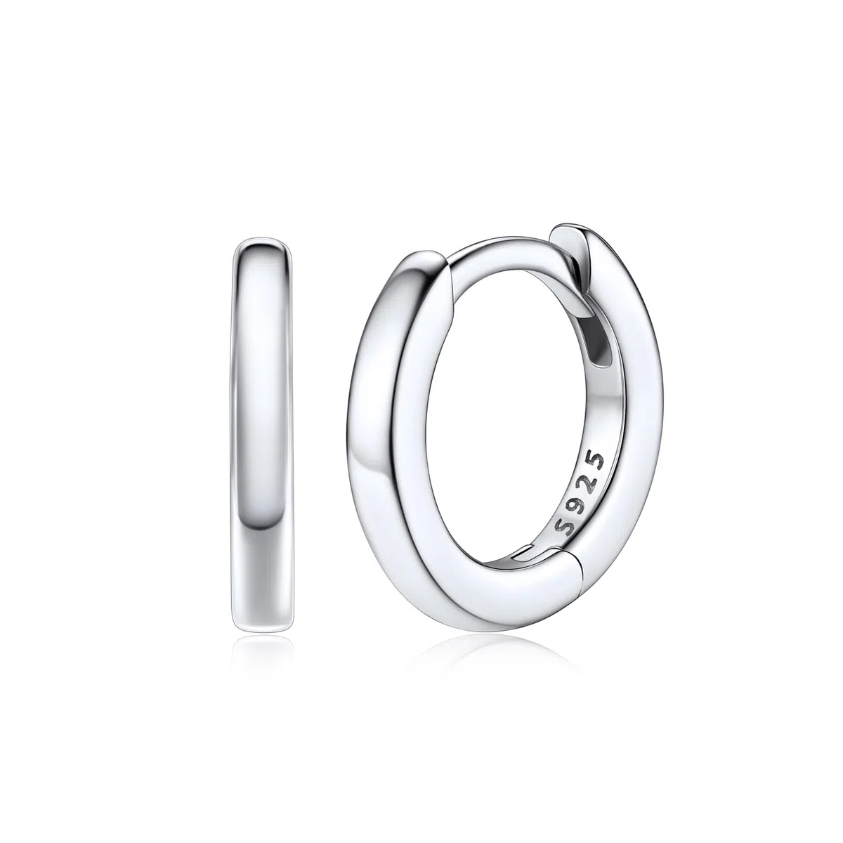 Silvora Kleine Creolen Silber 6mm/8mm/10mm/12mm/14mm/16mm/18mm/20mm Damen Herren 925 Silber Ohrringe Hoop Huggie Creolen Silber/Schwarz/Rosegold Schläfer Kreolen für Frauen Männer