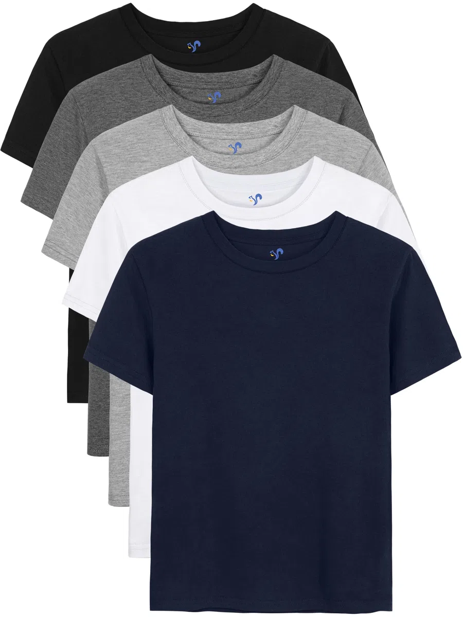 YERIOK 5er Pack Kinder T-Shirts Jungen Tshirt Kids Basic Tee Baumwolle Rundhalsausschnitt