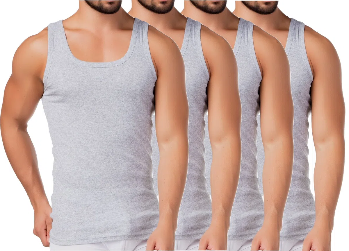 BestSale247 2er oder 4er Pack Herren Classic Unterhemden, Achselhemden, Tank Top, Feinripp (glatt) -100% Baumwolle