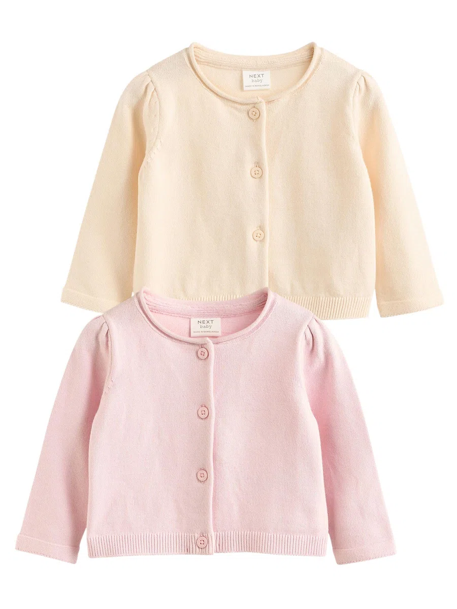 NEXT Baby Mädchen Strickjacken aus 100% Baumwolle, 2er-Pack
