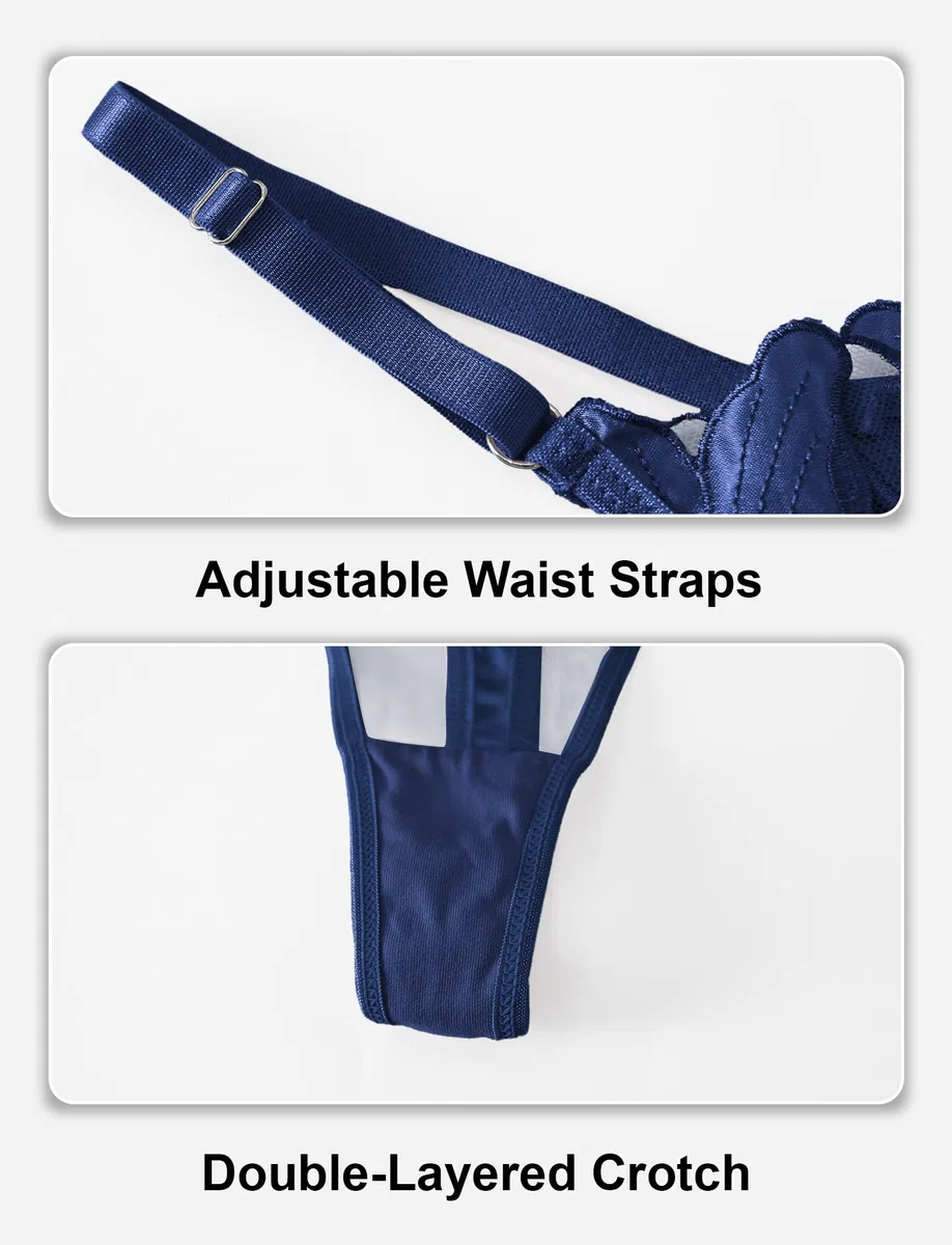 Panegy Sexy BH und Höschen-Sets Besticktes zweiteiliges Push-Up-Dessous-Set Boudoir-Jubiläum