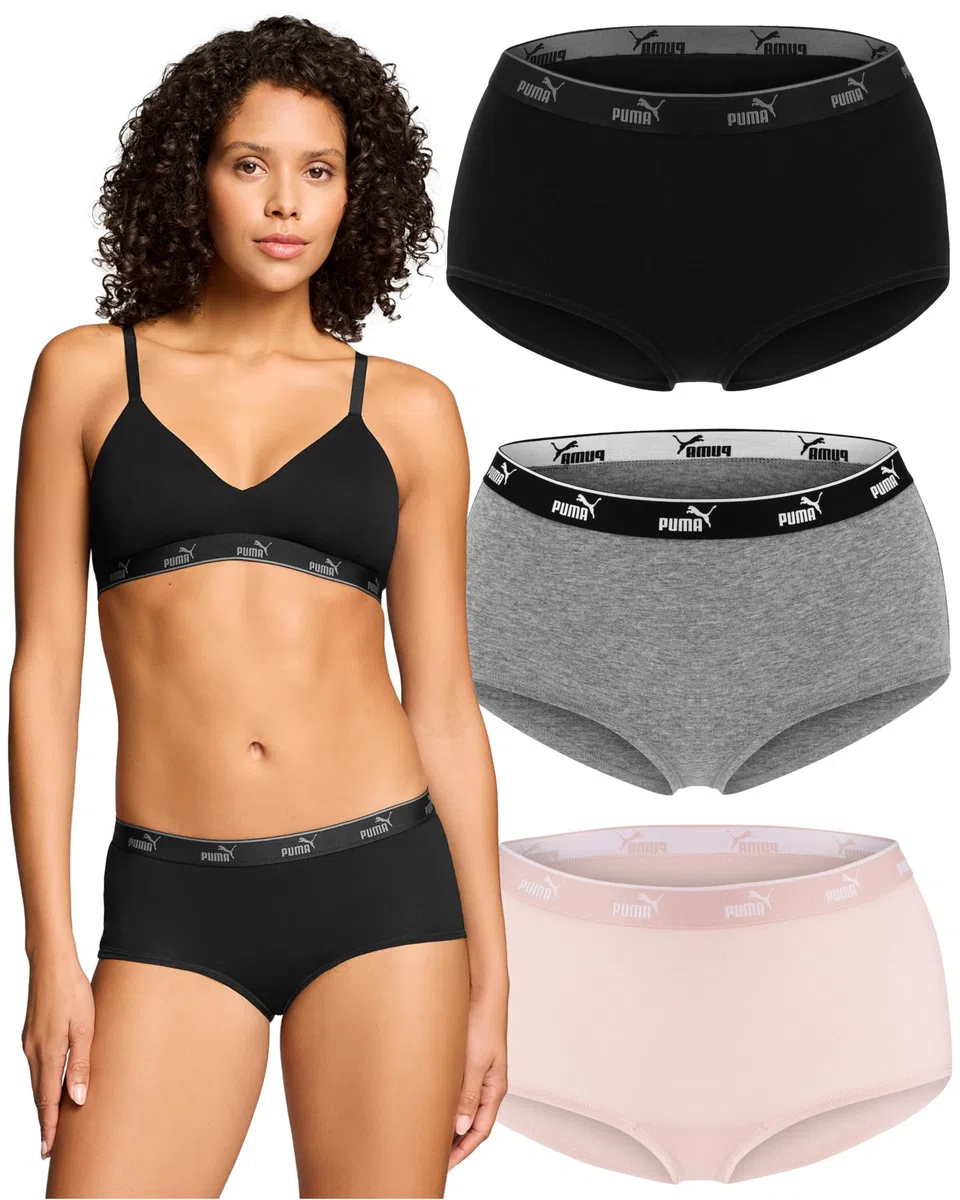 PUMA Damen Unterwäsche Elements Mini Shorts 4er Pack
