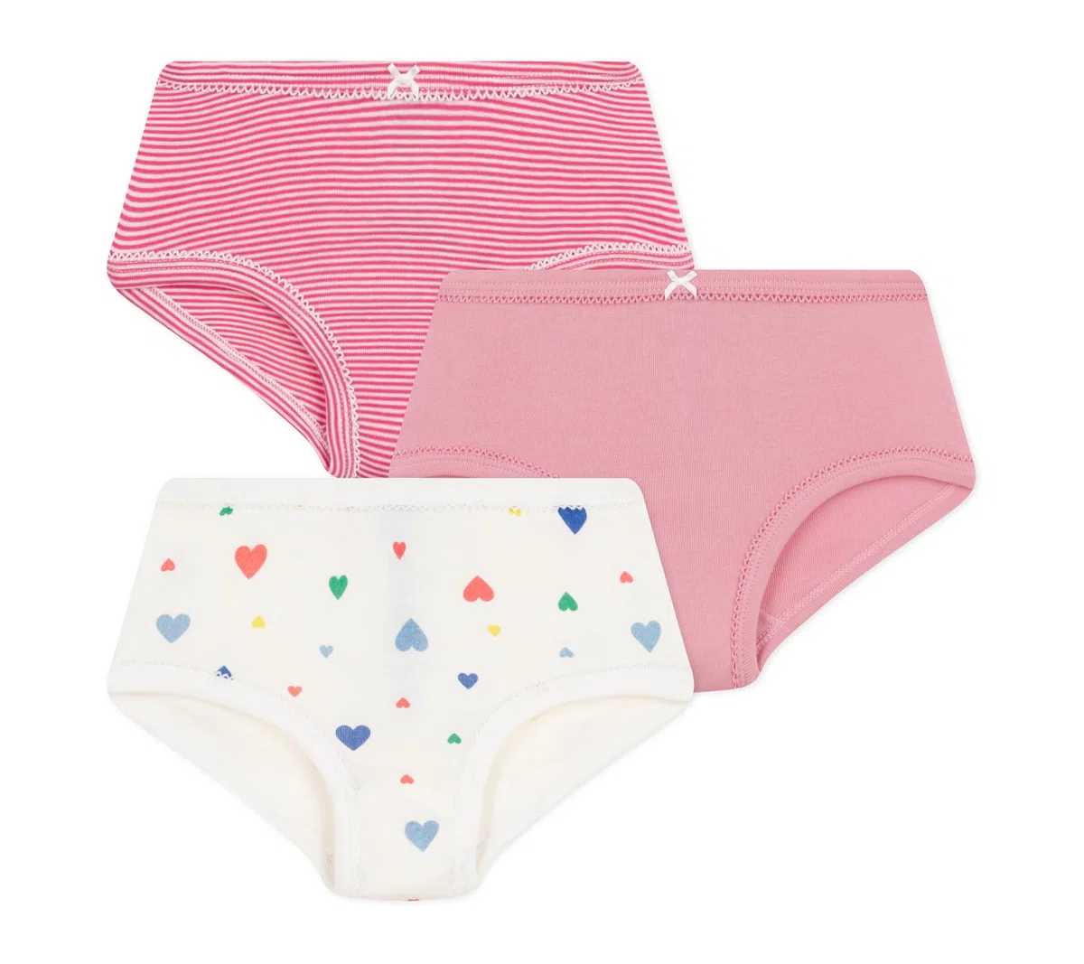 Petit Bateau 3 Culottes Unterwäsche für den Tag, Mehrfarbig, 10 Jahre