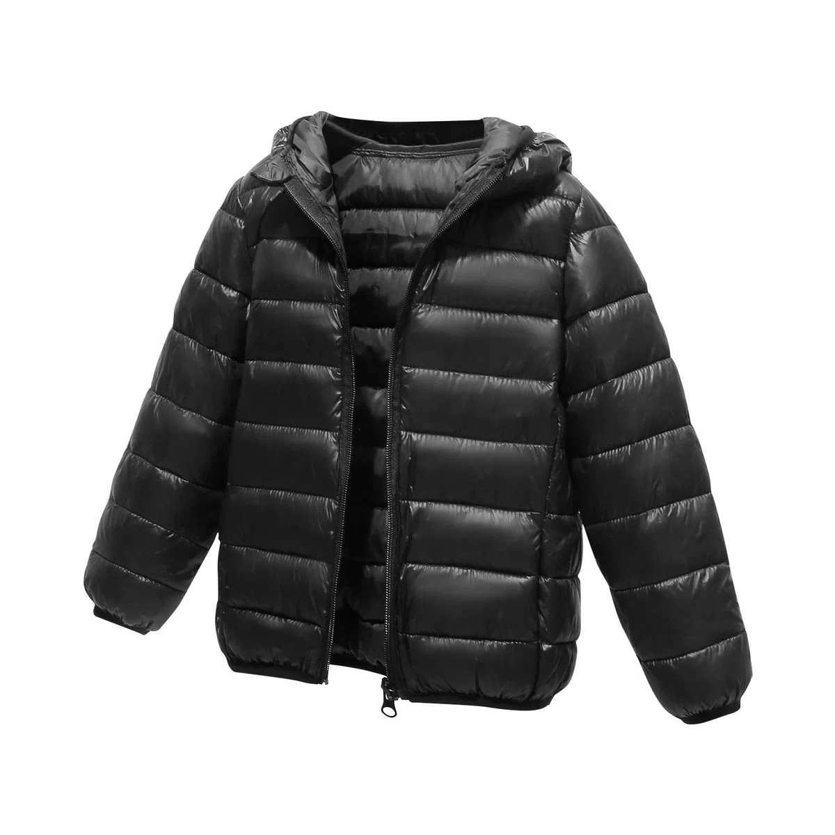 Kinder Daunenjacken Winterjacke mit Kapuze Einfarbig Softshelljacke für Jungen Mädchen Leichte Steppjacke mit Reißverschluss Tasche Winter Warme Kapuzenjacke Unisex Kinderjacke Winddicht Jacke
