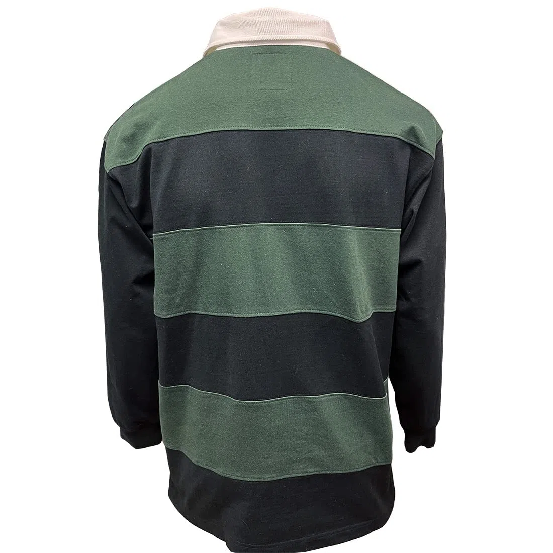 Lansdowne Four Provinces Irland Rugby Shirt, Bestickt, Grün-schwarz gestreiftes Langarm Rugby Polo