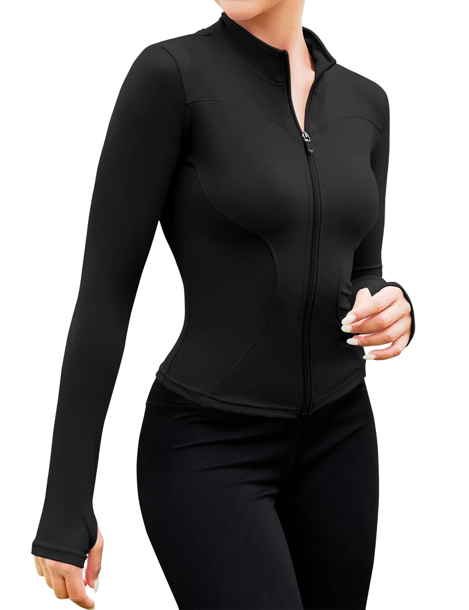 EFFAN Damen Sportjacke Yoga Shirt Langarm Fitness Eng Sportshirt Langarmshirt Laufshirt Laufjacke Gym Trainingsjacke Tops Sport Jacke