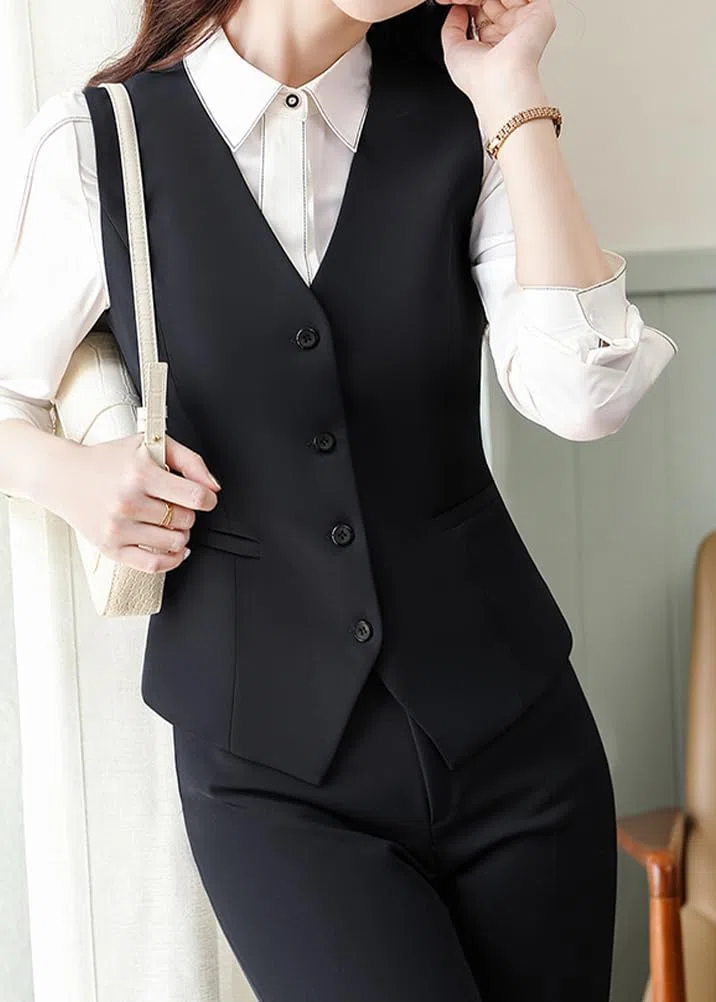 ORANDESIGNE Anzugweste Damen Elegant Weste V-Ausschnitt Anzug Weste Business Freizeit Gilet Slim Fit