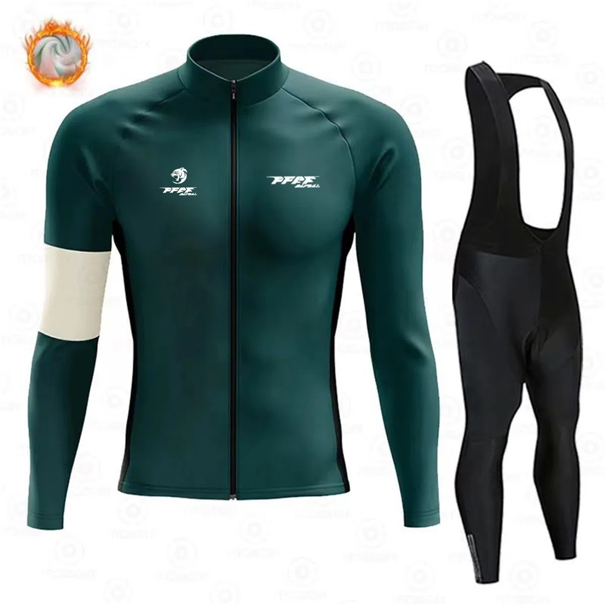 Radtrikot Set,Winter Fleece Radtrikot Fahrradanzug Herren Fahrradbekleidung Radsportanzüge Fahrradtrikot mit Thermofleecefutter Fahrradhose mit Sitzpolster