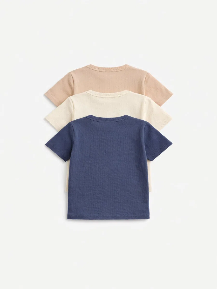 Marks & Spencer 3er-Pack Baby Kurzarm-Henley-Tops aus Reiner Baumwolle – Regular Fit – Knopfleiste