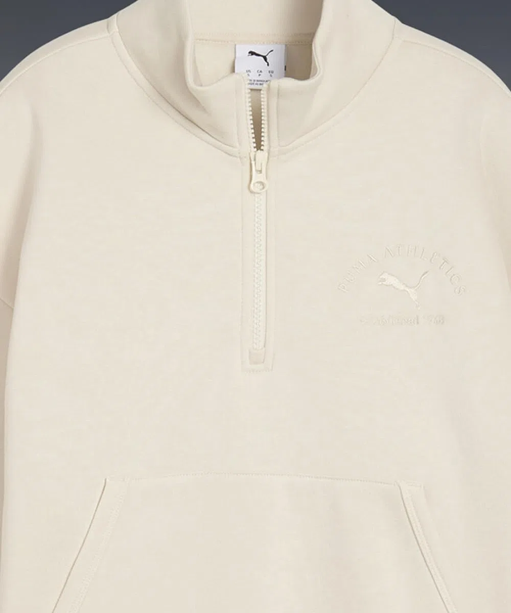PUMA Mädchen Class Comfort Half-Zip Short Crew FL Sweatshirt, Alpine Snow, 158 EU