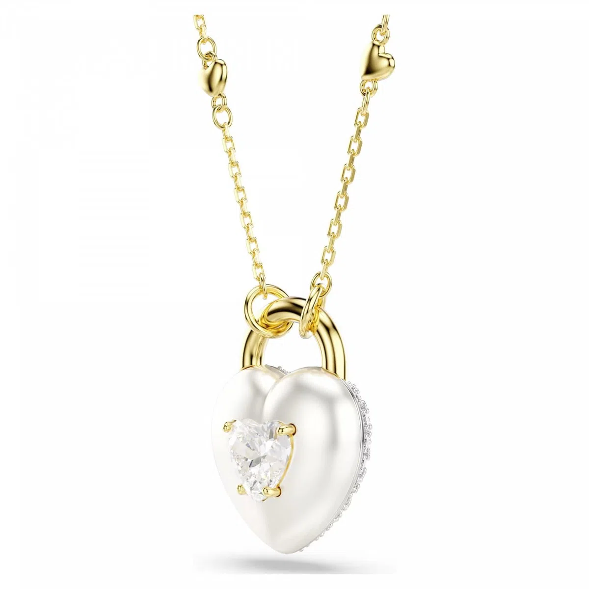 Swarovski Idyllia Anhänger, Verschiedene Schliffe, Herz, Weiß, Goldlegierungsschicht