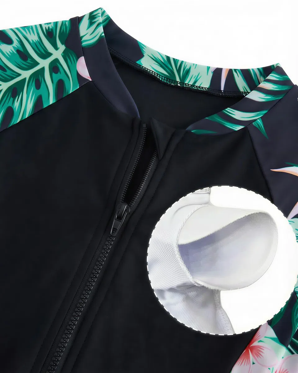 DivingBirds Badeanzug Mädchen mit Soft-Pads, Kinder Kurze Ärmel Schwimmanzug Schwimmshirt UV Badebekleidung Geeignet für Urlaub Küste Strand 8-14 Jahre