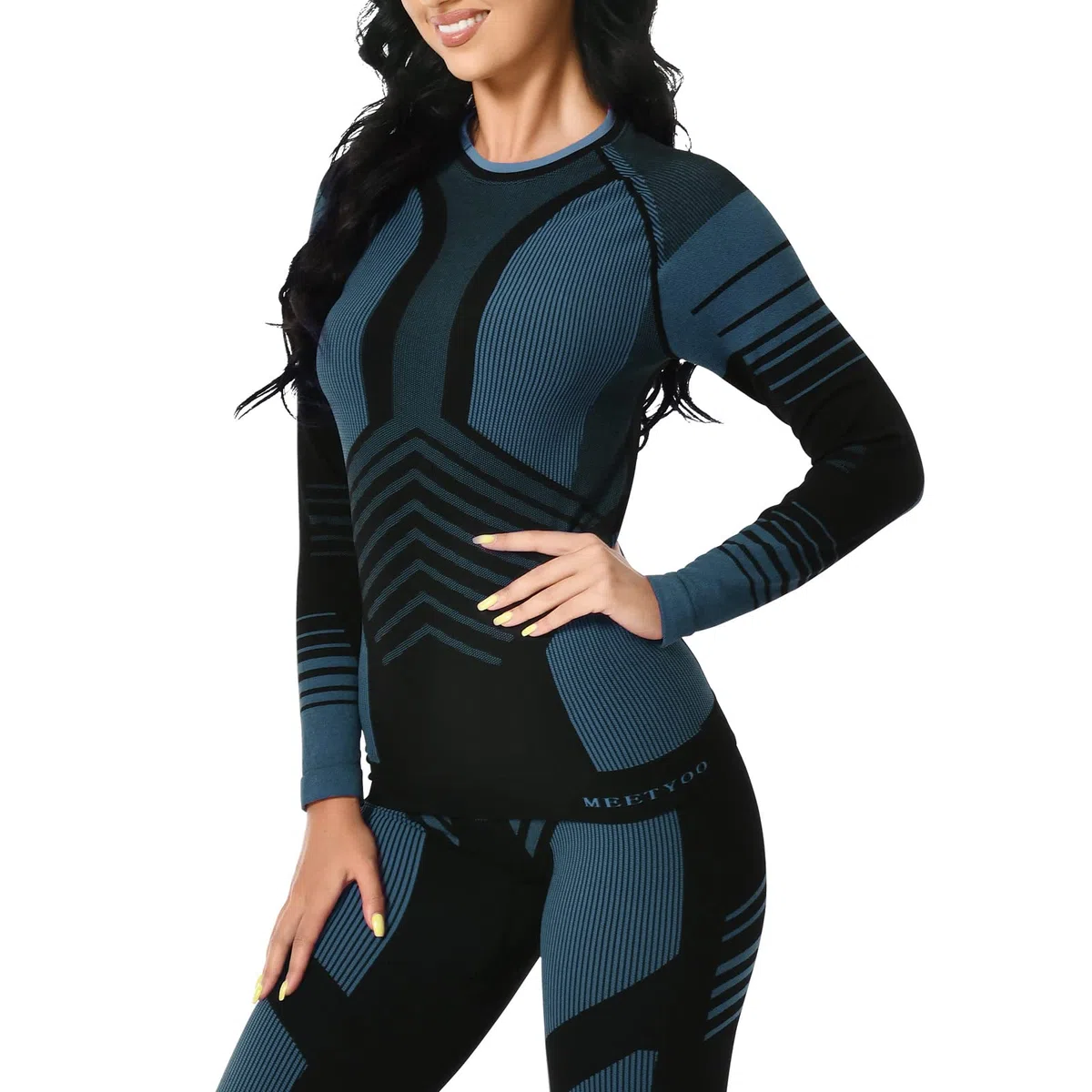 MEETYOO Thermounterwäsche Damen, Skiunterwäsche Frauen Thero Funktionsunterwäsche Winter Atmungsaktiv Funktionswäsche für Ski Sport Running